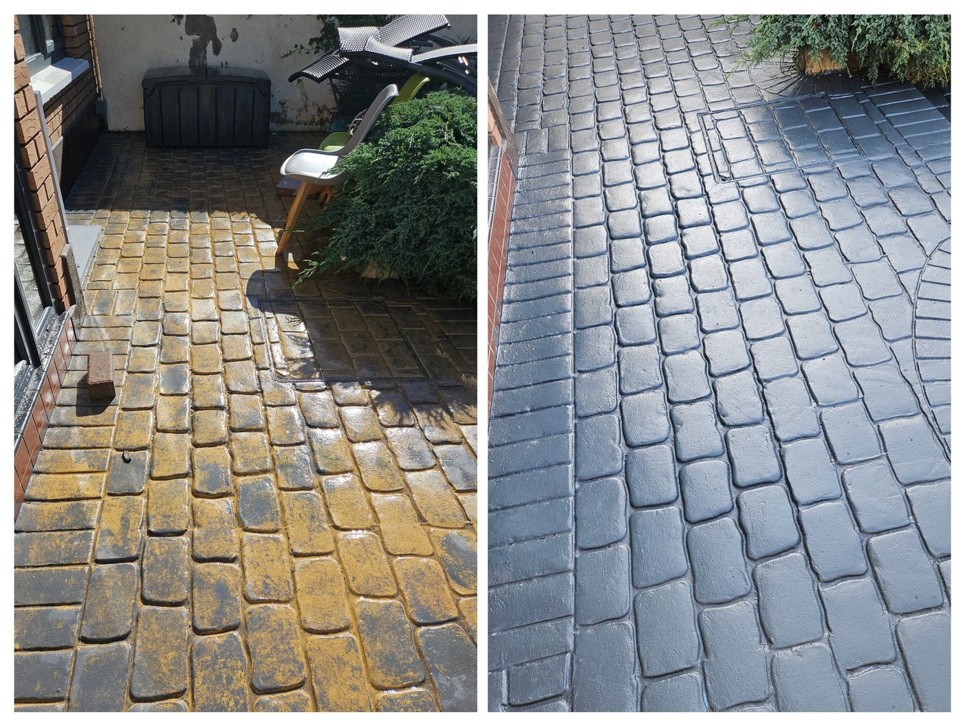 Driveway before and after cleaning