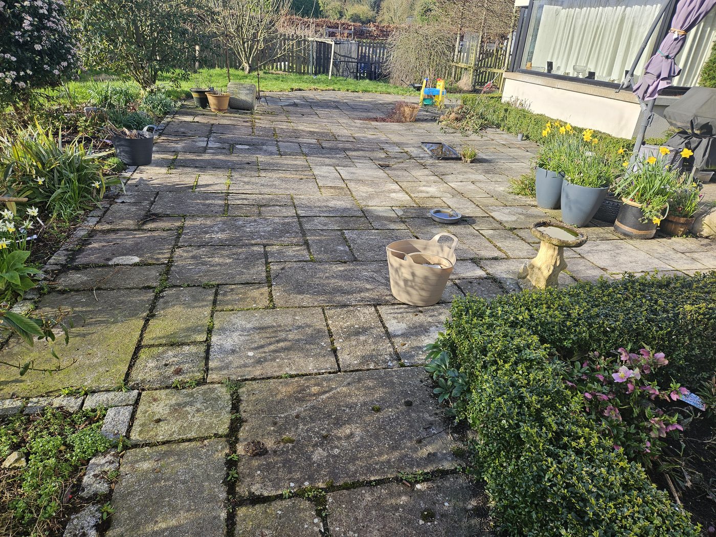 Sandstone patio cleaned