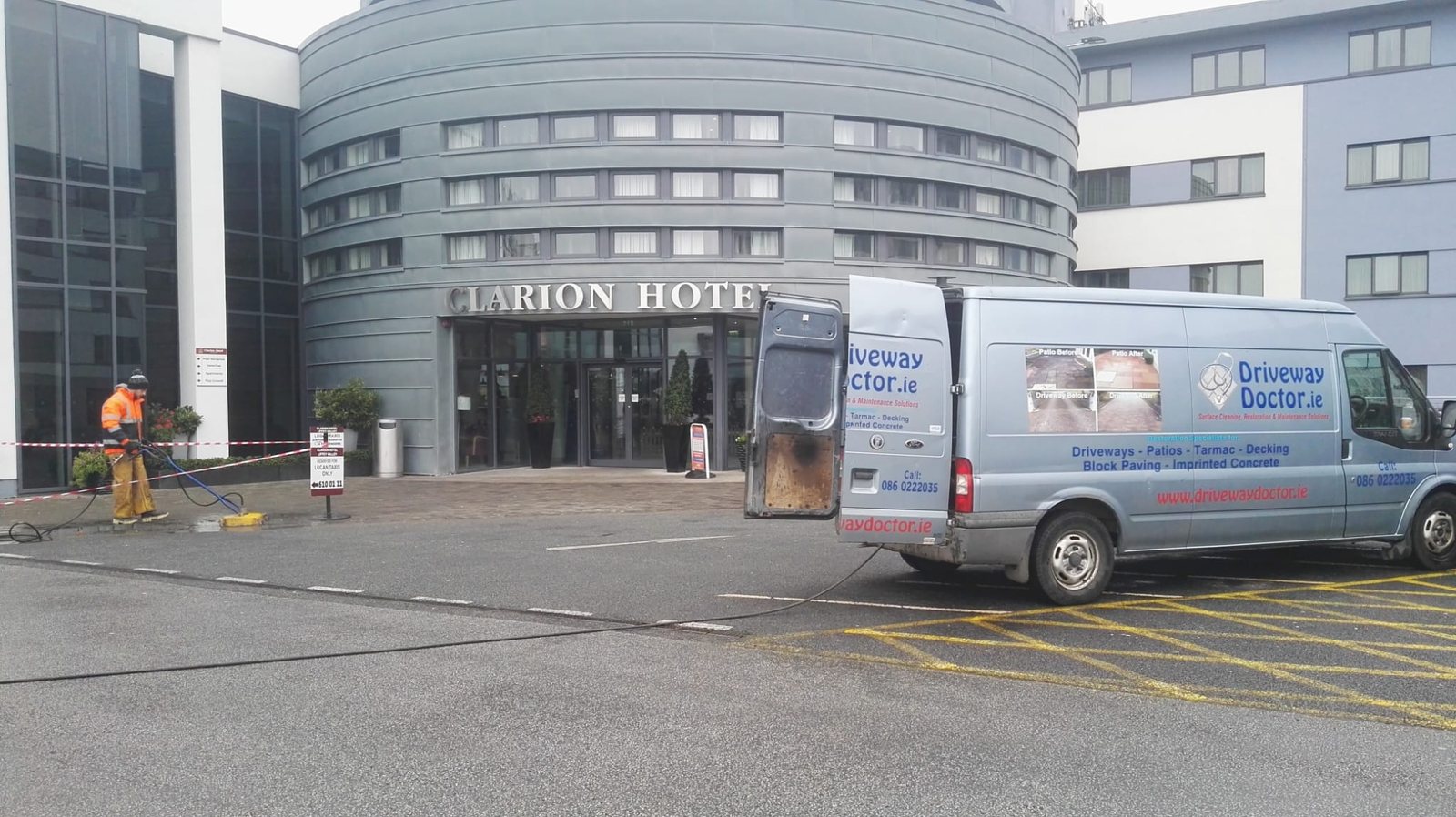 Driveway Doctor on a commercial job at the Clarion Hotel