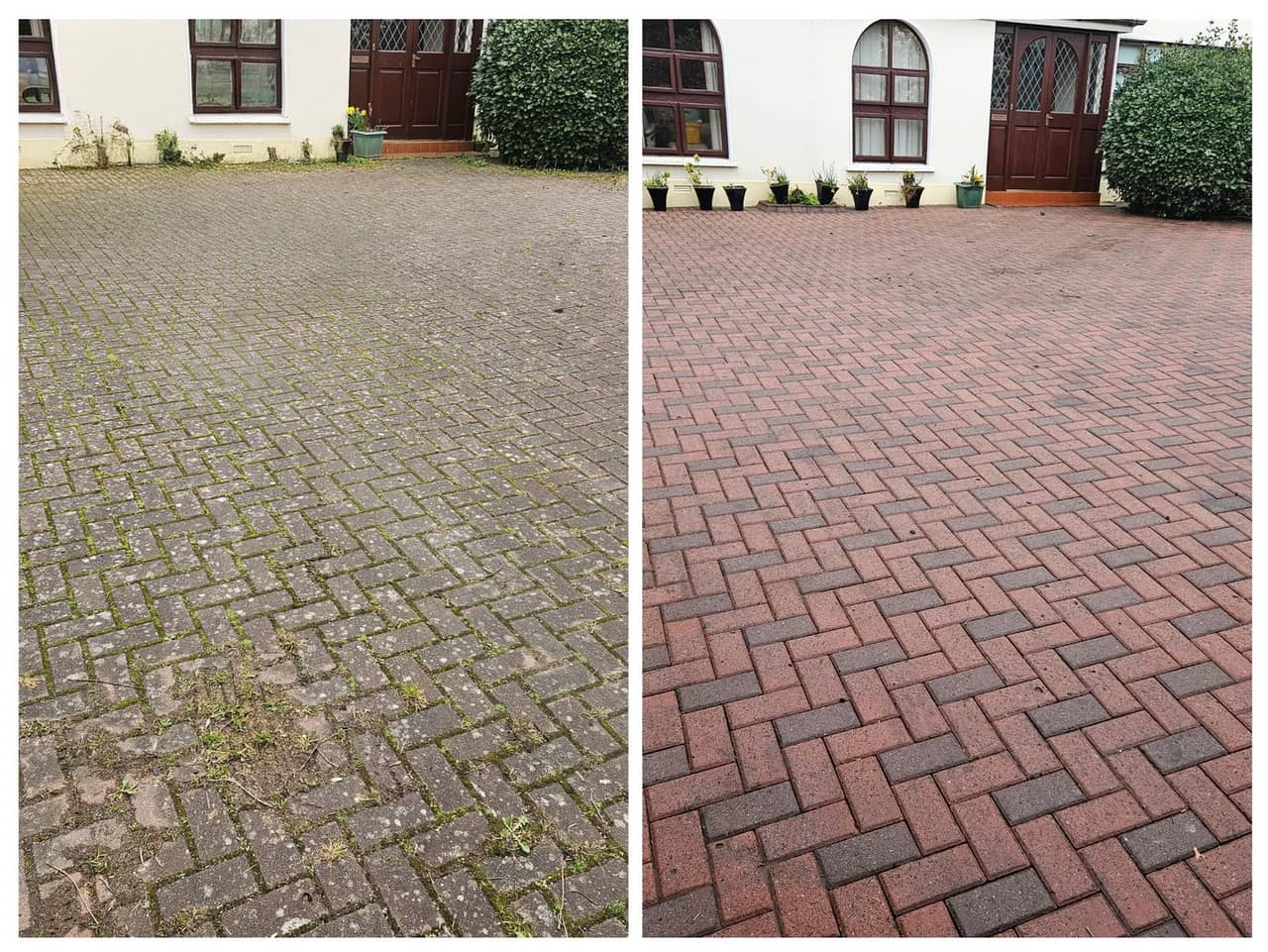 Driveway before and after cleaning